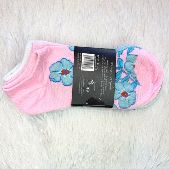 NWT Teal, pink, white and orange, floral print size 4-10 socks 6 pairs included - Picture 5 of 8
